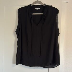 DR2 Black Sleeveless Blouse with Mandarin Collar